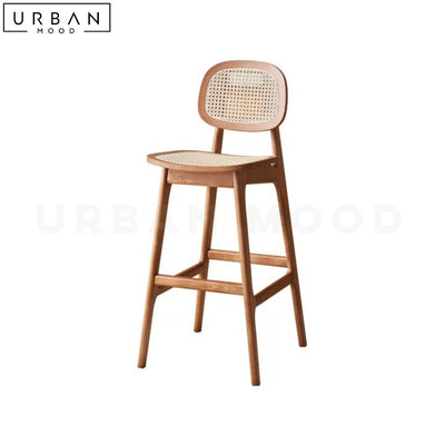 SAMILE Japandi Solid Wood Bar Stool