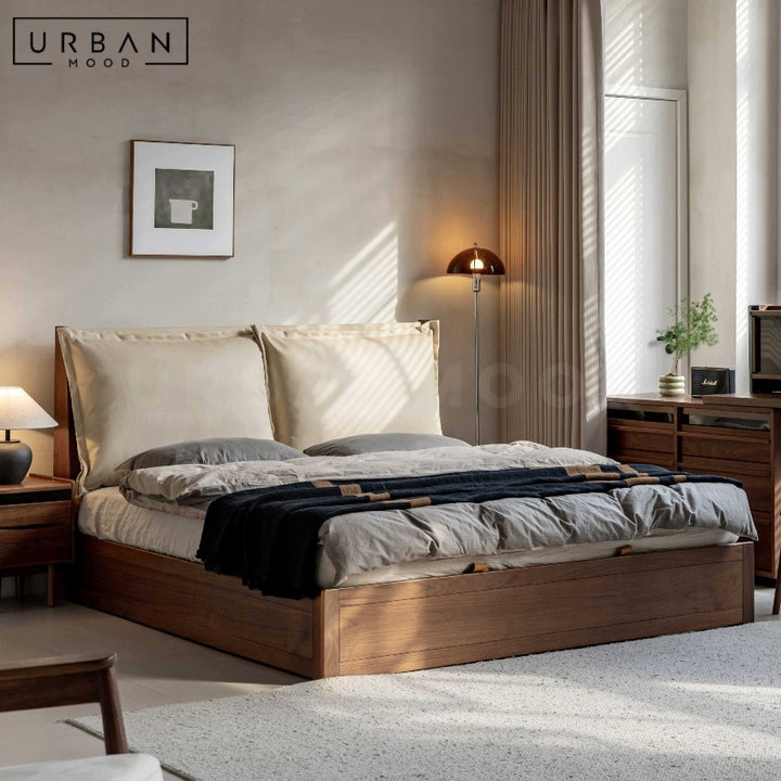 SANFORT Modern Solid Wood Storage Bedframe