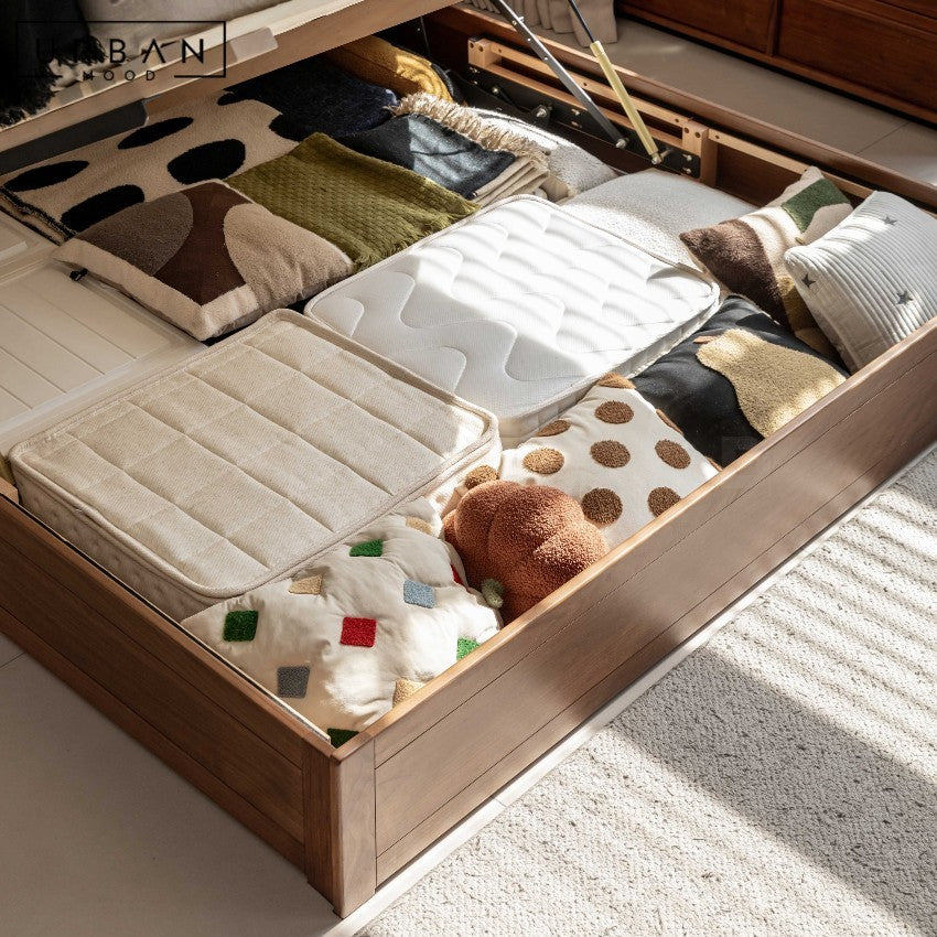 SANFORT Modern Solid Wood Storage Bedframe
