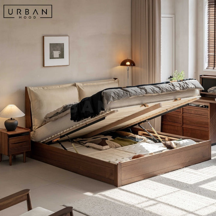 SANFORT Modern Solid Wood Storage Bedframe