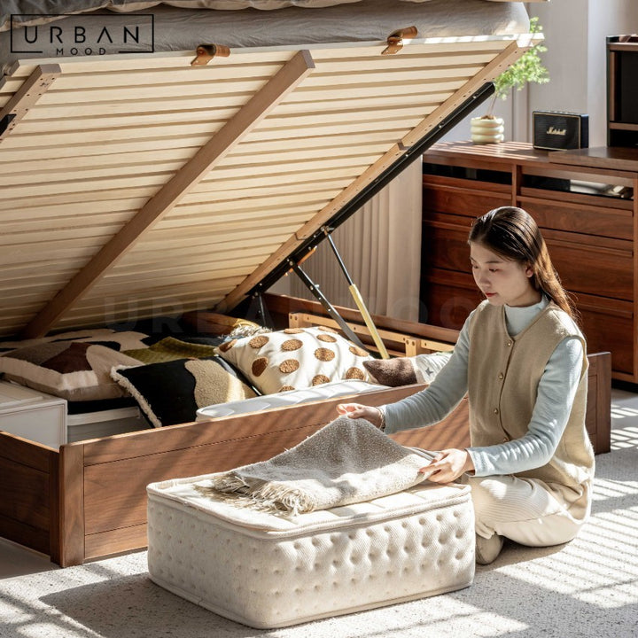SANFORT Modern Solid Wood Storage Bedframe