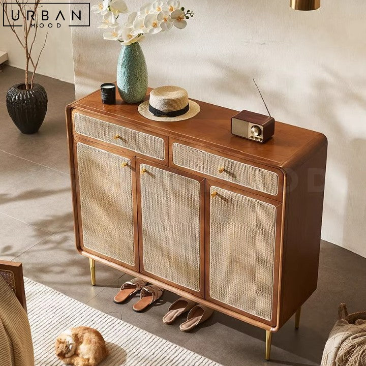 RANNY Vintage Rattan Shoe Cabinet