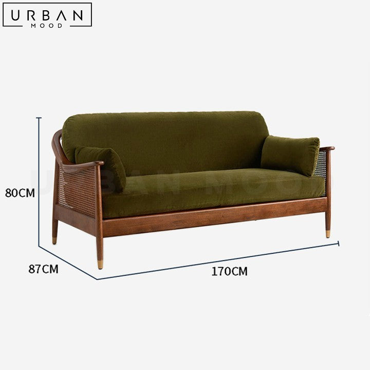 SAVEN Rustic Rattan Sofa