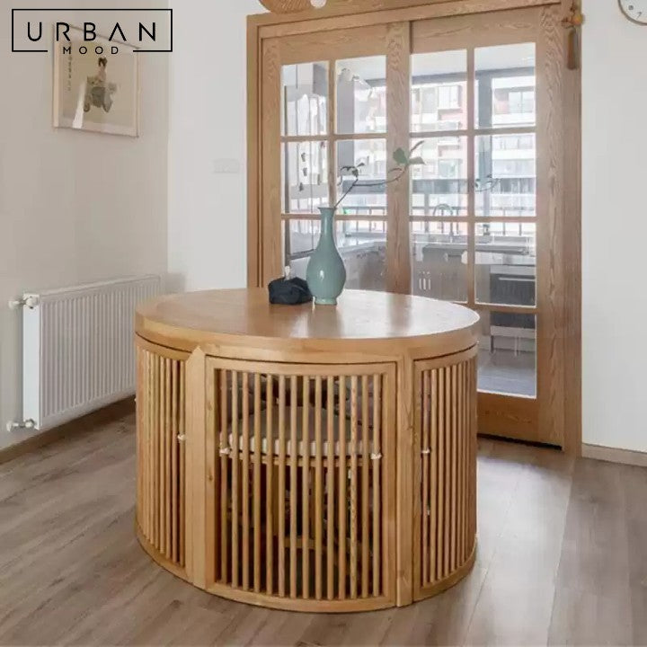SCHAUER Rustic Solid Wood Round Dining Table & Chairs