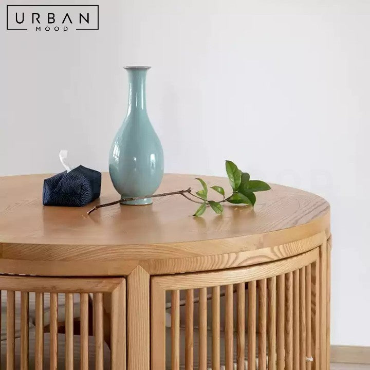 SCHAUER Rustic Solid Wood Round Dining Table & Chairs