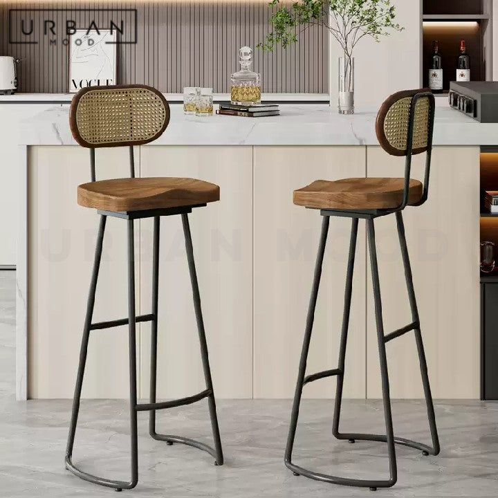 SCHEIBER Industrial Solid Wood Bar Stool