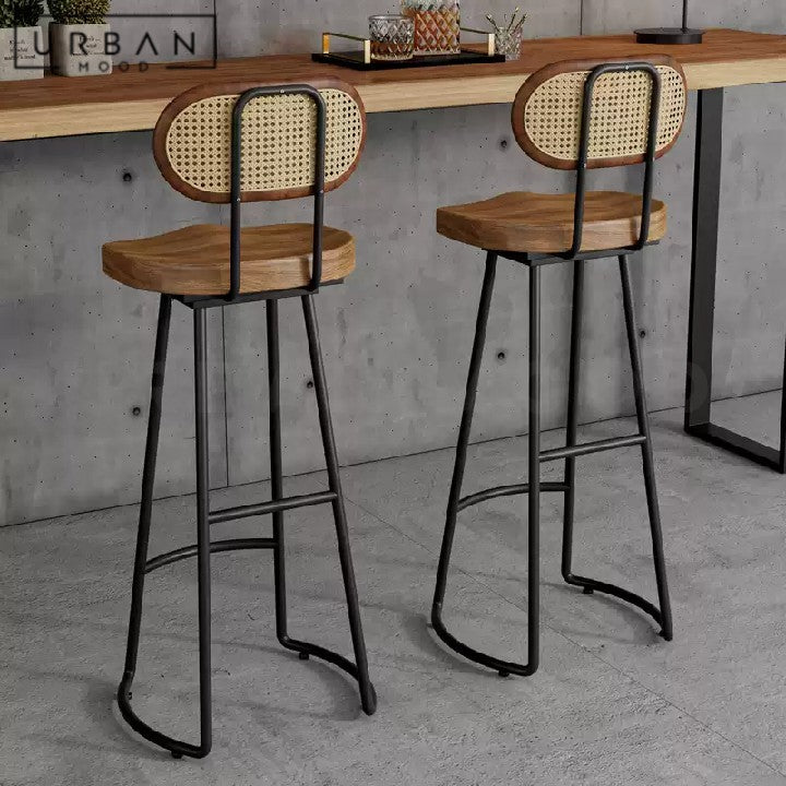 SCHEIBER Industrial Solid Wood Bar Stool