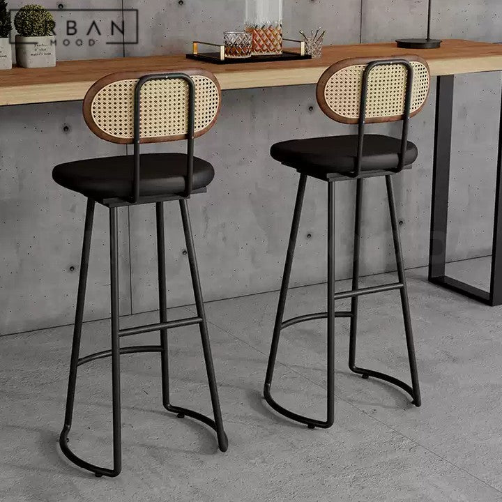 SCHEIBER Industrial Solid Wood Bar Stool