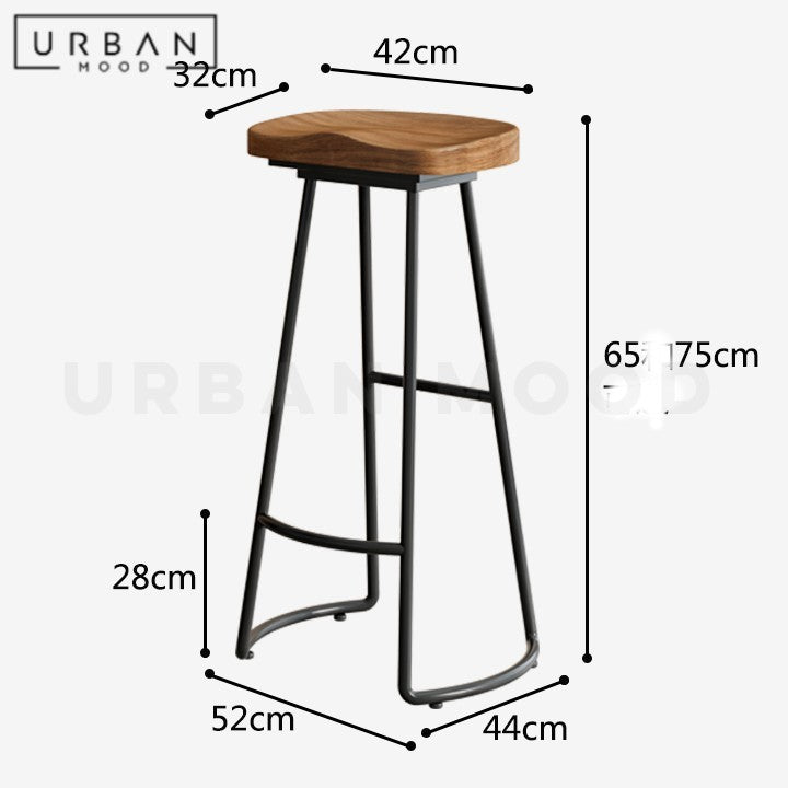 SCHEIBER Industrial Solid Wood Bar Stool