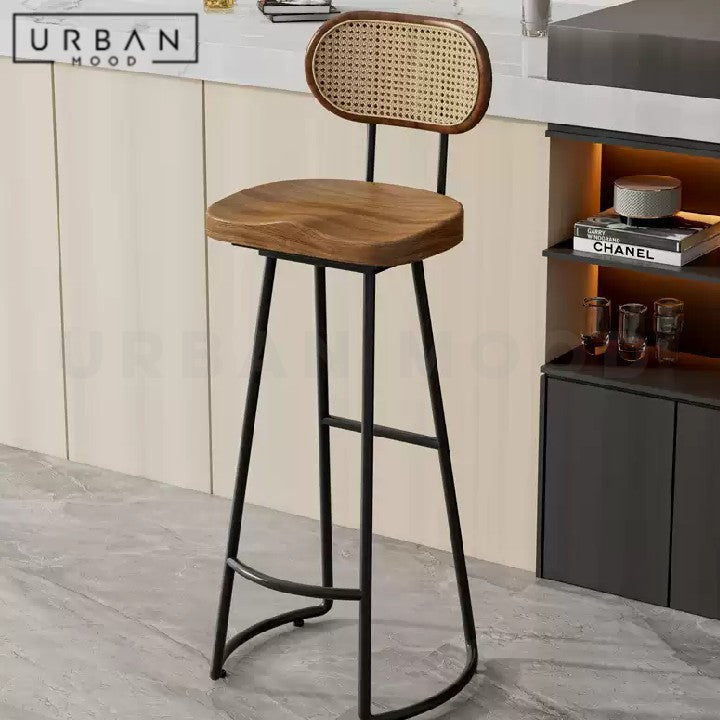 SCHEIBER Industrial Solid Wood Bar Stool