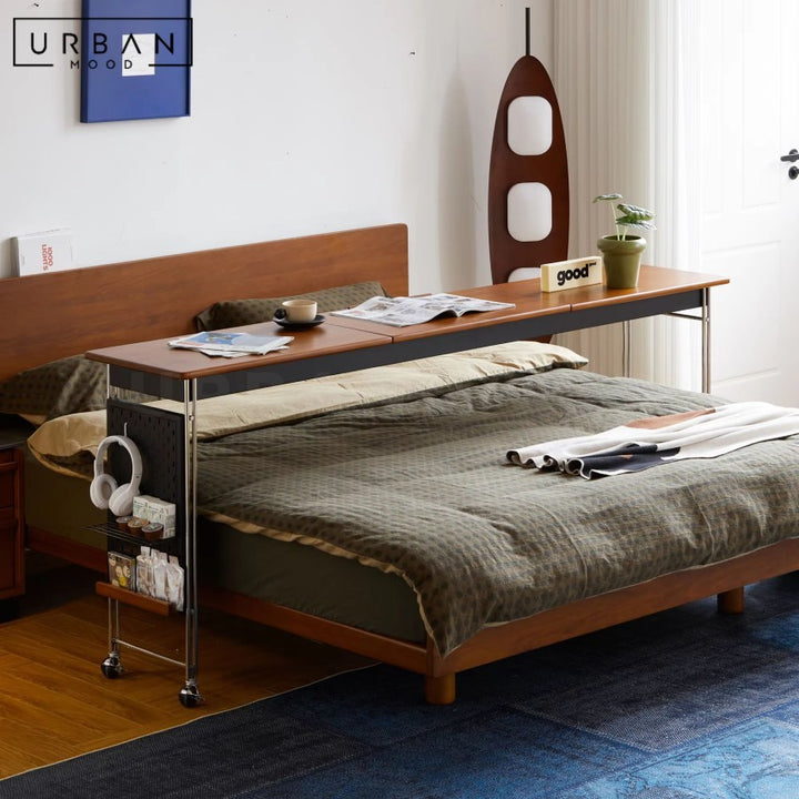 SEATTLE Modern Solid Wood Mobile Overbed Table