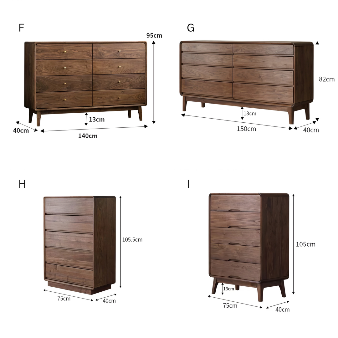 SERENZA Rustic Walnut Wood Chest Of Drawers - Urban Mood Singapore
