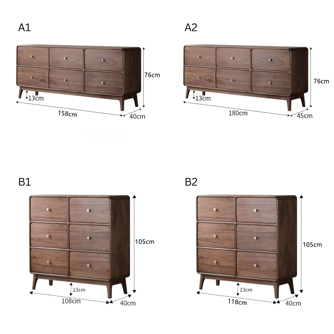 SERENZA Rustic Walnut Wood Chest Of Drawers - Urban Mood Singapore