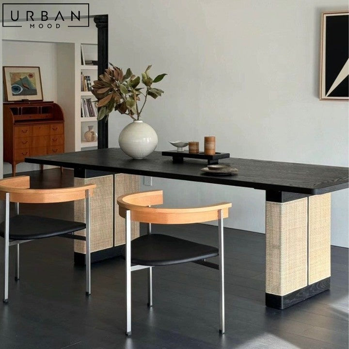 SUNO Industrial Solid Wood Dining Table