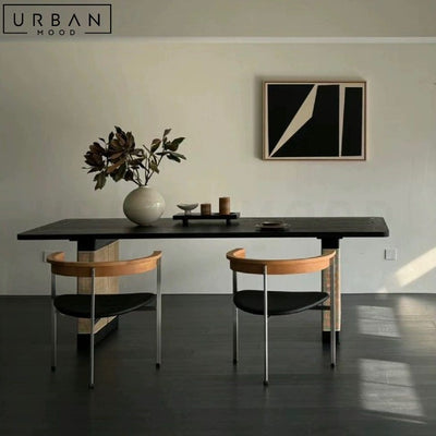 SUNO Industrial Solid Wood Dining Table