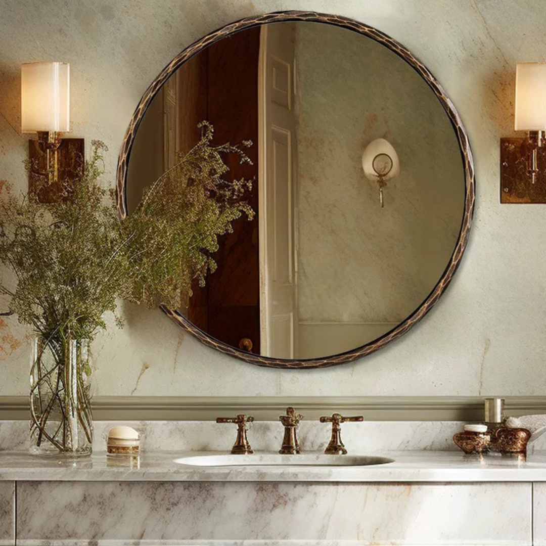 SERIN Rustic Round Wall Mirror - Urban Mood Singapore