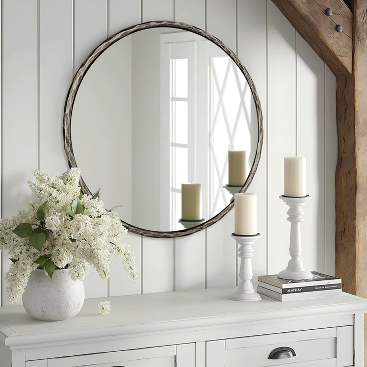 SERIN Rustic Round Wall Mirror - Urban Mood Singapore
