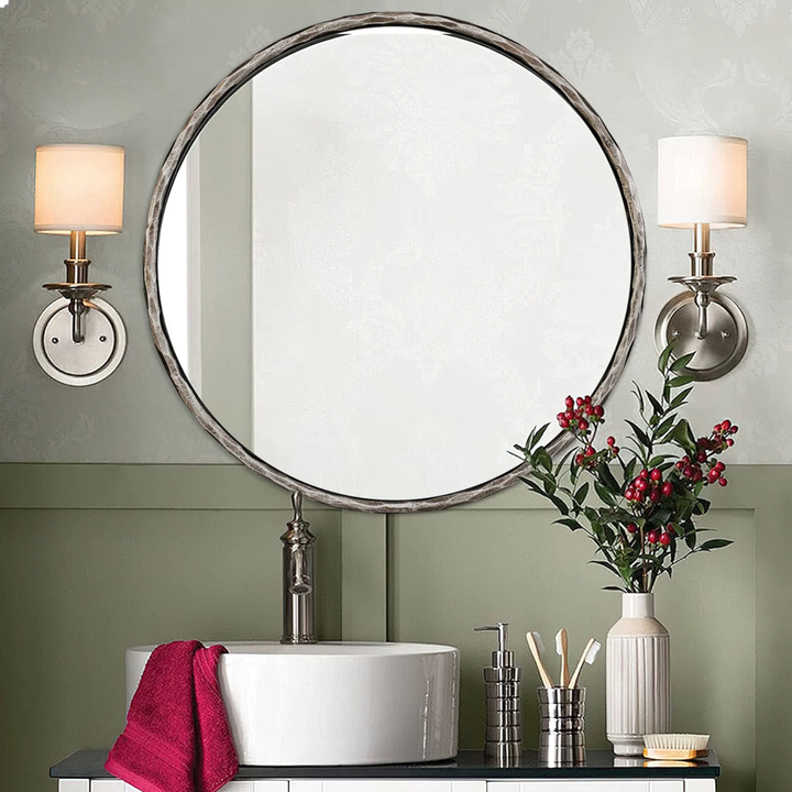SERIN Rustic Round Wall Mirror - Urban Mood Singapore