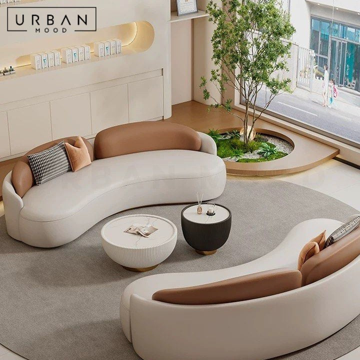 SHAMS Modern Curved Leather Sofa