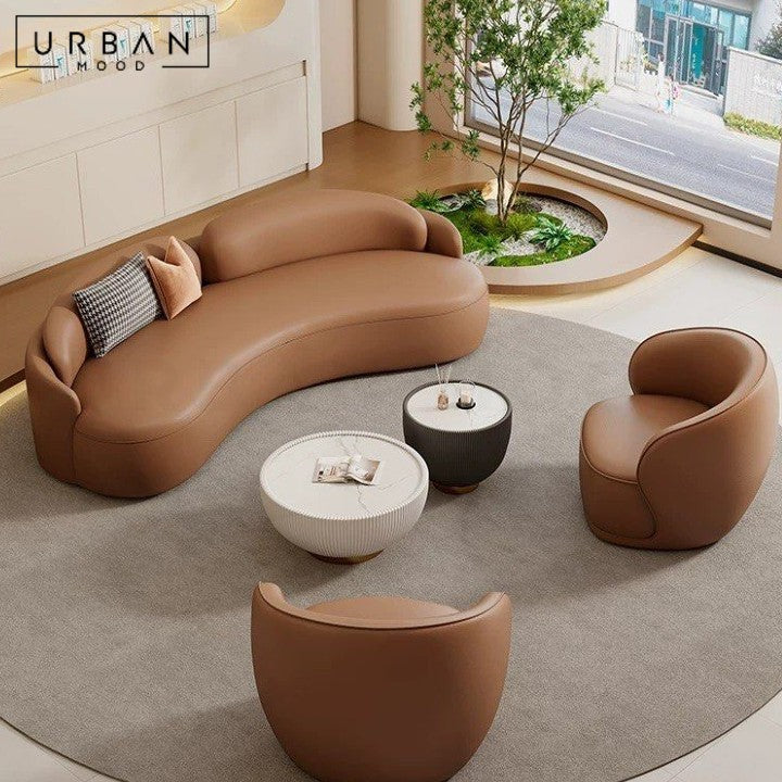 SHAMS Modern Curved Leather Sofa