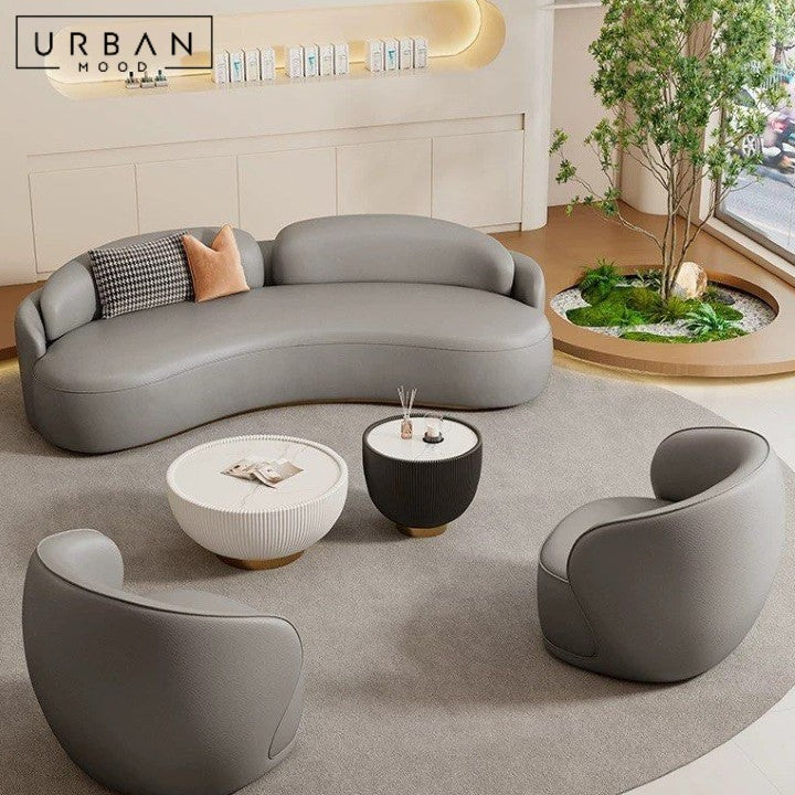 SHAMS Modern Curved Leather Sofa