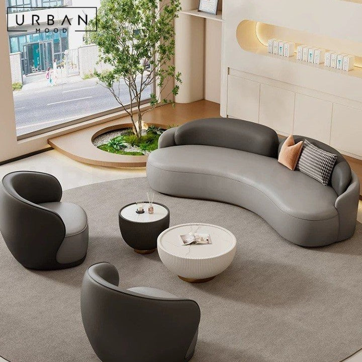 SHAMS Modern Curved Leather Sofa