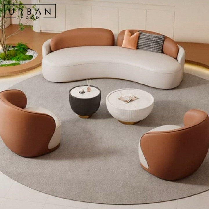 SHAMS Modern Curved Leather Sofa