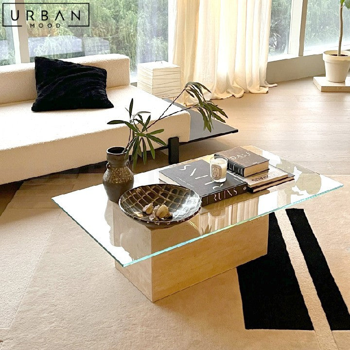 SHAW Modern Travertine Coffee Table