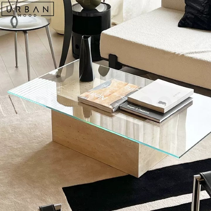 SHAW Modern Travertine Coffee Table