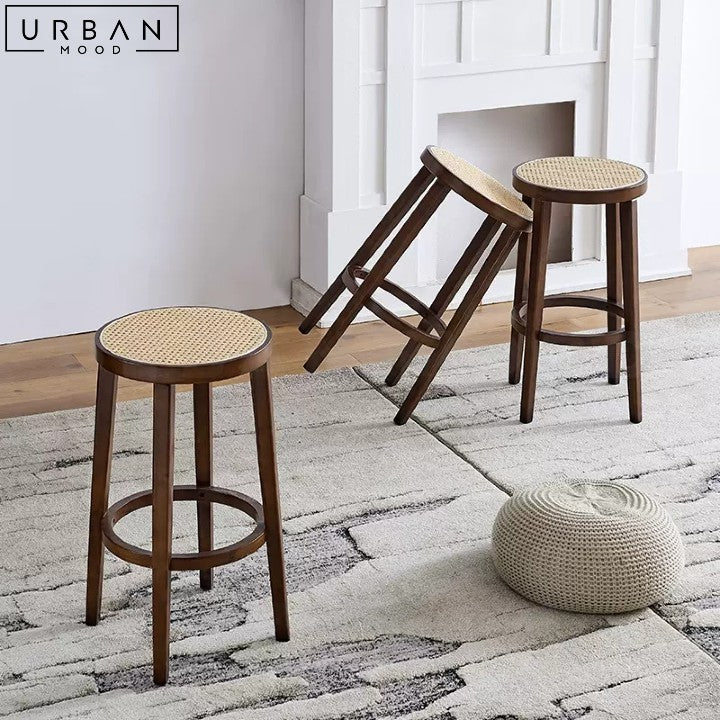 SOBRIN Rustic Rattan Bar Stool