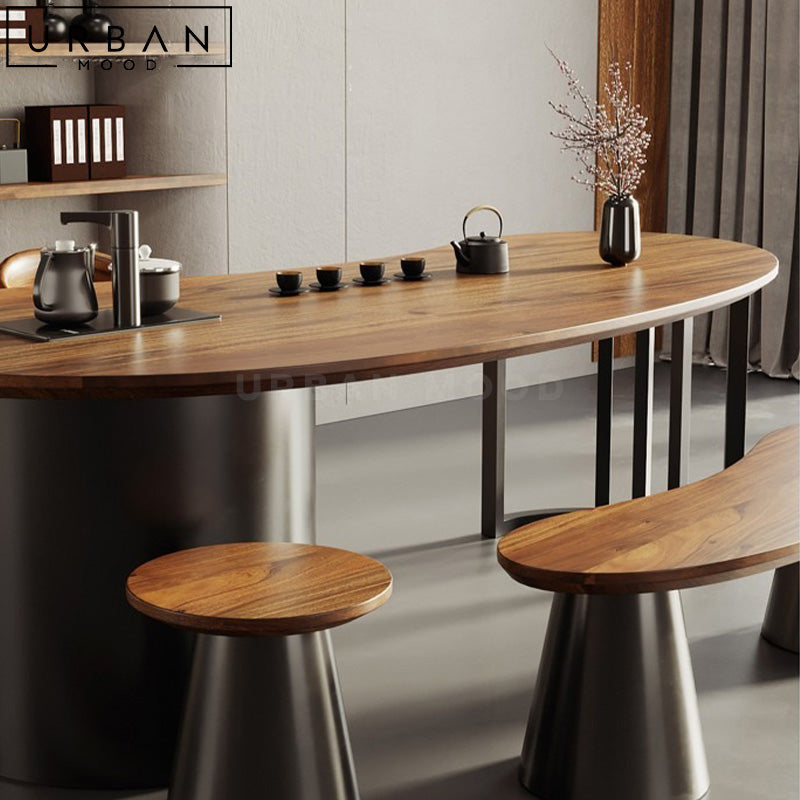 SOLAN Industrial Solid Wood Dining Table