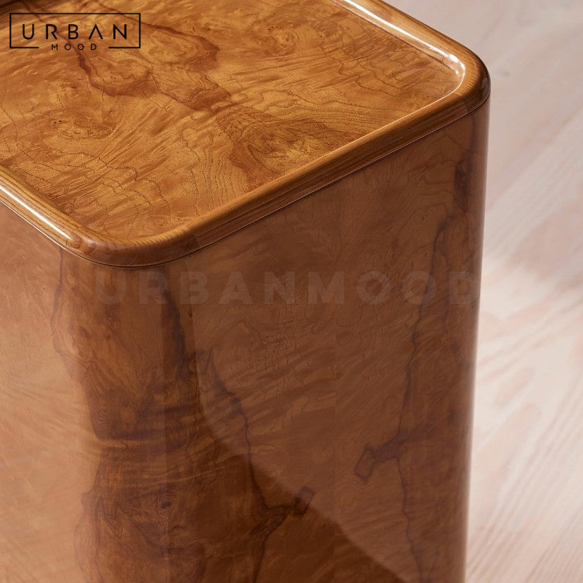 SOLEVA Mid Century Burl Wood Side Table