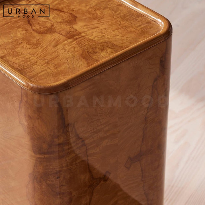 SOLEVA Mid Century Burl Wood Side Table