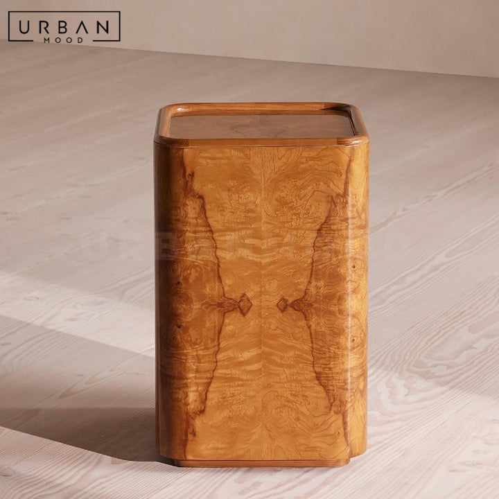 SOLEVA Mid Century Burl Wood Side Table
