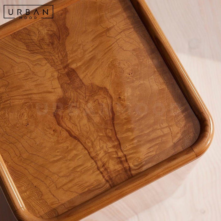 SOLEVA Mid Century Burl Wood Side Table