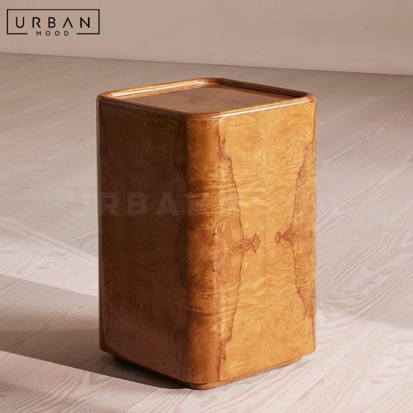 SOLEVA Mid Century Burl Wood Side Table