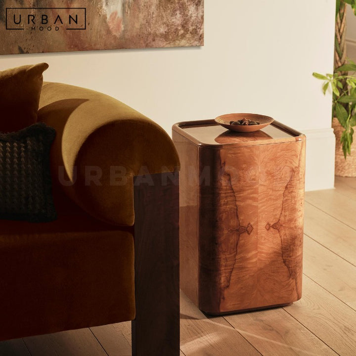 SOLEVA Mid Century Burl Wood Side Table