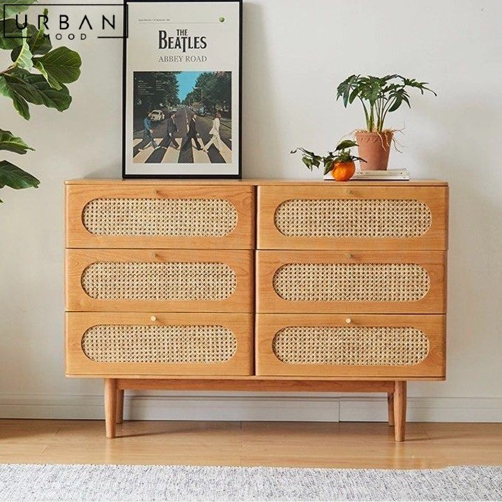 SOLEY Japandi Rattan Chest Of Drawers