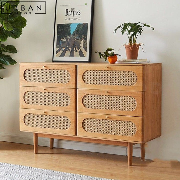 SOLEY Japandi Rattan Chest Of Drawers