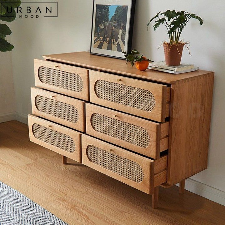 SOLEY Japandi Rattan Chest Of Drawers