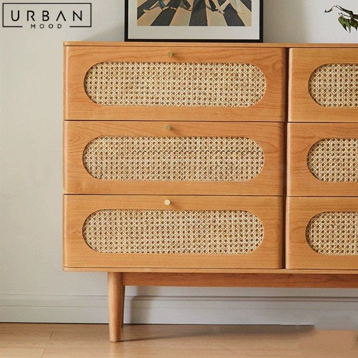 SOLEY Japandi Rattan Chest Of Drawers