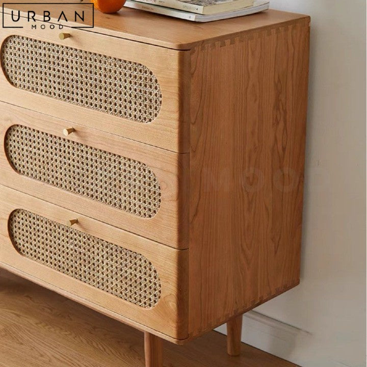 SOLEY Japandi Rattan Chest Of Drawers