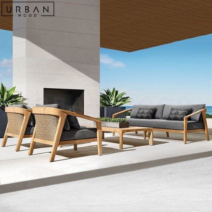 SOLVEN Modern Solid Wood Outdoor Sofa