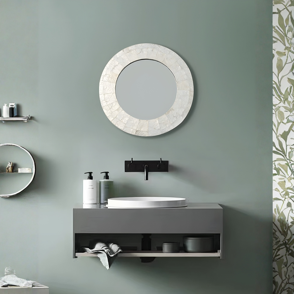 SOVREN Modern Shell Round Wall Mirror - Urban Mood Singapore