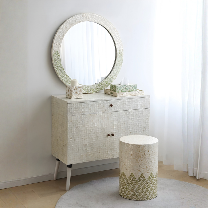 SOVREN Modern Shell Round Wall Mirror - Urban Mood Singapore