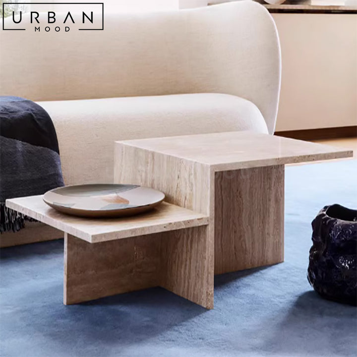 SPALL Modern Travertine Coffee Table