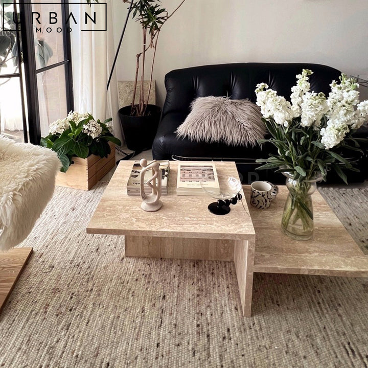 SPALL Modern Travertine Coffee Table