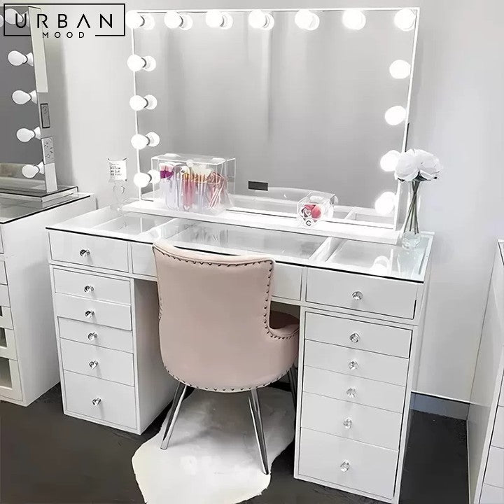 STEFANY Hollywood Spotlight Vanity Table