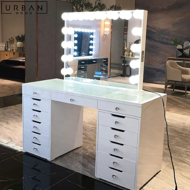 STEFANY Hollywood Spotlight Vanity Table