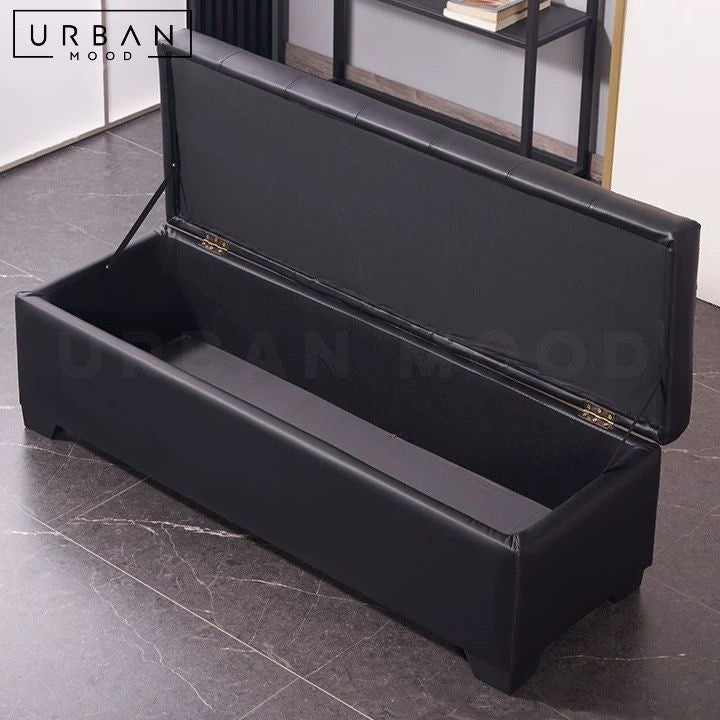 STEAD Modern Leather Storage Ottoman